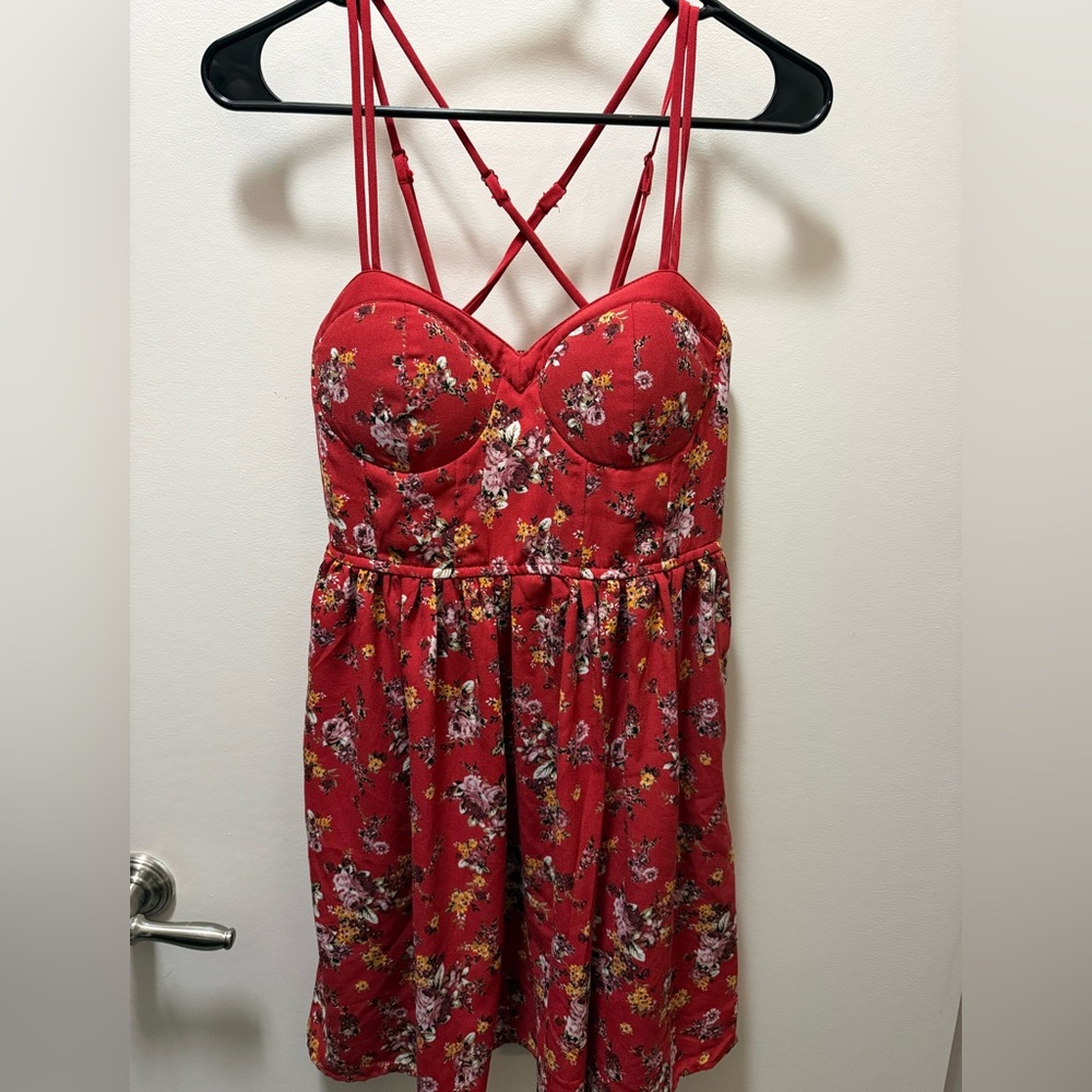Xhilaration Red Floral Mini Dress